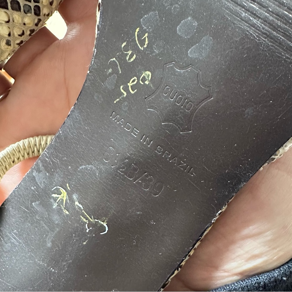 Vintage square toe snakeskin sling back heels - Picture 4 of 5